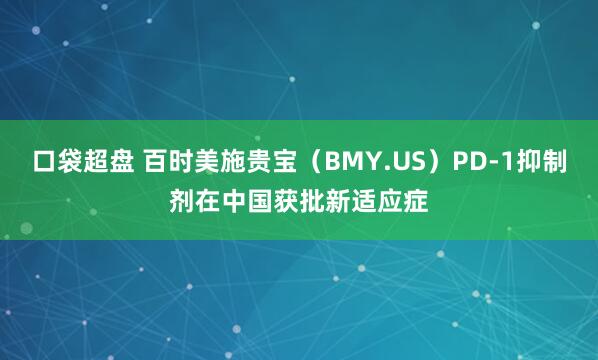 口袋超盘 百时美施贵宝（BMY.US）PD-1抑制剂在中国获批新适应症
