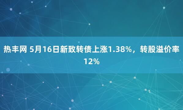 热丰网 5月16日新致转债上涨1.38%,转股溢价率12%