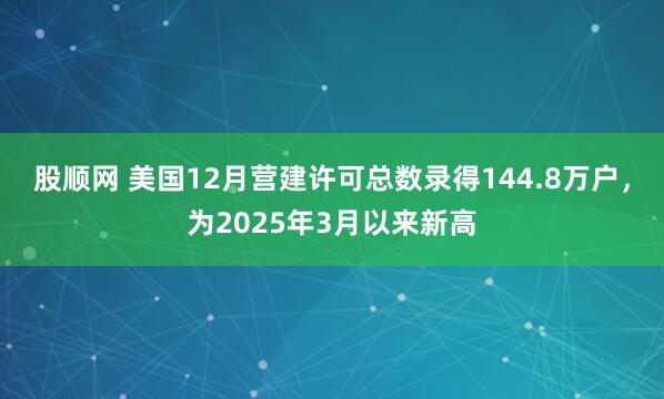 股顺网 美国12月营建许可总数录得144.8万户，为2025年3月以来新高